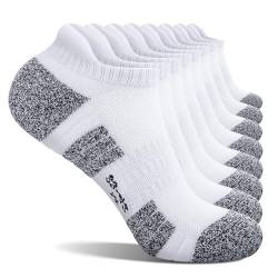 FALARY Sportsocken Herren 43-46 Sneaker Socken Damen Baumwolle 8 Paar Gepolsterte Kurz Socken Laufsocken Unisex Weiß von FALARY