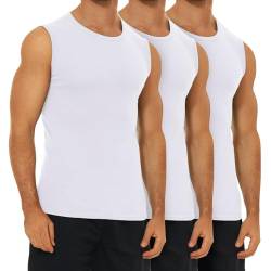 FALARY Unterhemd Herren 3er Pack Tank Top gekämmte Baumwolle Hochwertige Unterhemden Weiß 4XL von FALARY