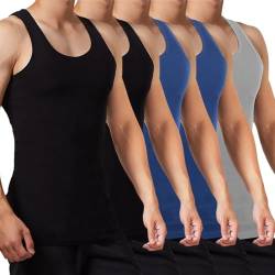 FALARY Unterhemd Herren Tank Top 5er Pack gekämmte Feinripp Baumwolle, 2 Schwarz 2 Marine 1 Grau, XXL von FALARY