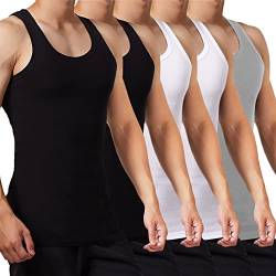 FALARY Unterhemd Herren Tank Top 5er Pack gekämmte Feinripp Baumwolle, 2 Schwarz 2 Weiß 1 Grau, 4XL von FALARY