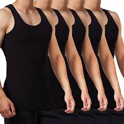 FALARY Unterhemd Herren Tank Top 5er Pack gekämmte Feinripp Baumwolle, 5x Schwarz, 3XL von FALARY