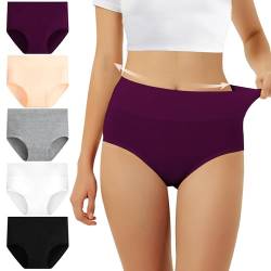 FALARY Unterhosen Damen Baumwolle Hohe Taille 5er Pack Stretch Atmungsaktiv Panties Weich Frauen Unterwäsche S Mehrfarbig-1 von FALARY