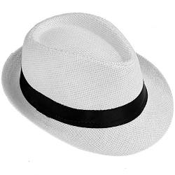 FALETO Kinder Jungen Mädchen Panamahut Sonnenhut Sommerhut Beach Hut Strohhut Jazz Hut (Weiß) von FALETO