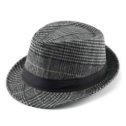 FALETO Unisex Classic Manhattan Structured Gangster Trilby Fedora Hat - Grau - Einheitsgröße von FALETO