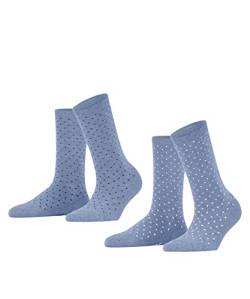 ESPRIT Damen Socken Fine Dot 2-Pack, Biologische Baumwolle, 2 Paar, Blau (Jeans 6458), 35-38 von FALKE