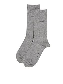 ESPRIT Herren Socken Basic Uni 2-Pack M SO Baumwolle einfarbig 2 Paar, Grau (Light Grey Melange 3390), 39-42 von FALKE