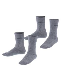 ESPRIT Unisex Kinder Socken Foot Logo 2-Pack K SO Baumwolle einfarbig 2 Paar, Grau (Light Grey Melange 3390), 35-38 von FALKE