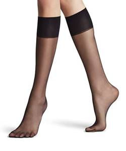 FALKE Damen Kniestrümpfe Shelina 12 DEN W KH Ultra-Transparent einfarbig 1 Paar, Schwarz (Black 3009), 39-42 von FALKE