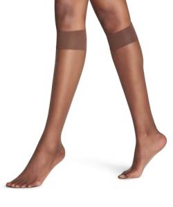 FALKE Damen Kniestrümpfe Shelina 12 DEN W KH ultra-transparent einfarbig 1 Paar, Braun (Espresso 5188), 35-38 von FALKE