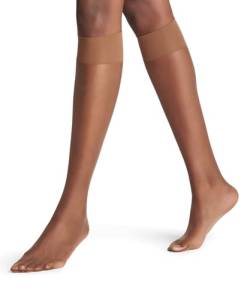 FALKE Damen Kniestrümpfe Shelina 12 DEN W KH ultra-transparent einfarbig 1 Paar, Braun (Hazel 5187), 39-42 von FALKE