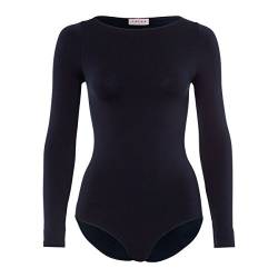 FALKE Damen Shapewear Ganzkörper-Body Fine Cotton Crew Neck W BO Weiches Material Langarmbody 1 Stück, Blau (Marine 6179), L von FALKE