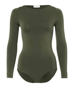 FALKE Damen Shapewear Ganzkörper-Body Fine Cotton Crew Neck W BO Weiches Material Langarmbody 1 Stück, Grün (Khaki 7826), L von FALKE