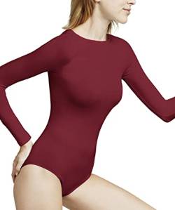 FALKE Damen Shapewear Ganzkörper-Body Fine Cotton Crew Neck W BO Weiches Material Langarmbody 1 Stück, Rot (Scarlet 8228), M von FALKE