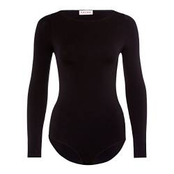 FALKE Damen Shapewear Ganzkörper-Body Fine Cotton Crew Neck W BO Weiches Material Langarmbody 1 Stück, Schwarz (Black 3009), L von FALKE