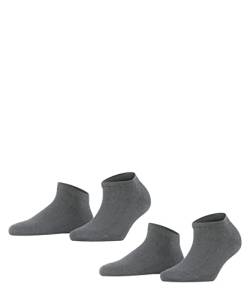 FALKE Damen Sneakersocken Happy 2-Pack W SN Baumwolle kurz einfarbig 2 Paar, Grau (Light Grey Melange 3390), 39-42 von FALKE