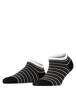 FALKE Damen Sneakersocken Stripe Shimmer W SN Baumwolle kurz gemustert 1 Paar, Schwarz (Black 3000), 39-42 von FALKE