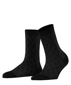 FALKE Damen Socken Argyle Charm, Baumwolle, 1 Paar, Schwarz (Black 3000), 39-40 von FALKE