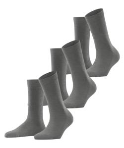 FALKE Damen Socken Family 3-Pack W SO nachhaltige biologische Baumwolle einfarbig 3 Paar, Grau (Greymix 3399) neu - umweltfreundlich, 35-38 von FALKE