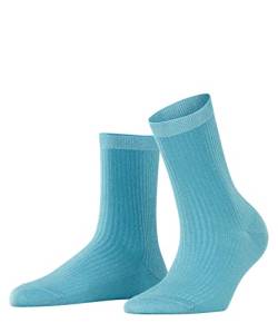 FALKE Damen Socken Shiny Rib, Baumwolle, 1 Paar, Blau (Oriental Blue 6652), 39-42 von FALKE