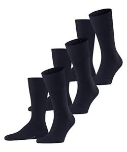 FALKE Herren Socken Airport 3-Pack M SO Wolle Baumwolle einfarbig 3 Paar, Blau (Dark Navy 6370), 41-42 von FALKE