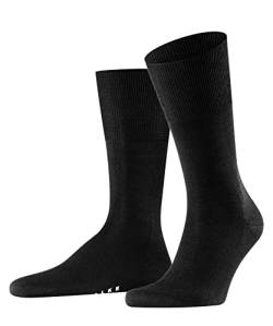 FALKE Herren Socken Airport M SO Wolle Baumwolle einfarbig 1 Paar, Schwarz (Black 3000), 47-48 von FALKE