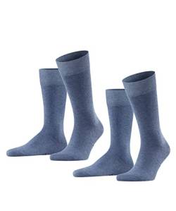 FALKE Herren Socken Happy 2-Pack M SO Baumwolle einfarbig 2 Paar, Blau (Light Denim 6660), 39-42 von FALKE
