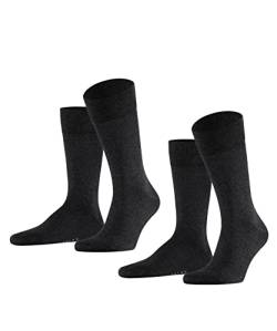 FALKE Herren Socken Happy 2-Pack M SO Baumwolle einfarbig 2 Paar, Grau (Anthracite Melange 3080), 43-46 von FALKE