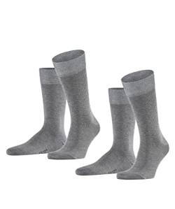 FALKE Herren Socken Happy 2-Pack M SO Baumwolle einfarbig 2 Paar, Grau (Light Grey Melange 3390), 39-42 von FALKE