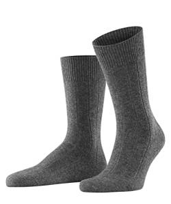 FALKE Herren Socken Lhasa Rib M SO Wolle Kaschmir einfarbig 1 Paar, Grau (Light Grey Melange 3390), 43-46 von FALKE