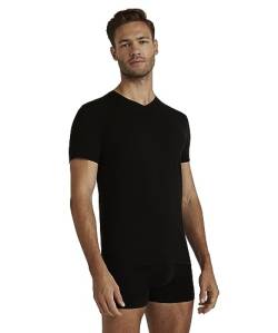 FALKE Herren Unterwäsche Daily ClimaWool V Neck M S/S SH Wolle Lyocell schnelltrocknend 1 Stück, Schwarz (Black 3000), XXL von FALKE