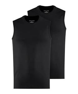 FALKE Herren Unterwäsche Daily Comfort 2-Pack Muscle Shirt M S/L SH Baumwolle atmungsaktiv 2 Stück, Schwarz (Black 3000), 3XL von FALKE