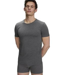 FALKE Herren Unterwäsche Daily Comfort 2-Pack Round Neck M S/S TS Baumwolle atmungsaktiv 2 Stück, Grau (Dark Grey - Heather 3278), 3XL von FALKE