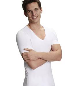 FALKE Herren Unterwäsche Daily Comfort 2-Pack V Neck M S/S TS Baumwolle atmungsaktiv 2 Stück, Weiß (White 2000), XXL von FALKE