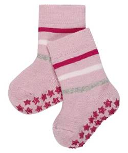 FALKE Unisex Baby Hausschuh-Socken Multi Stripe, Baumwolle, 1 Paar, Rosa (Thulit 8663), 80-92 von FALKE