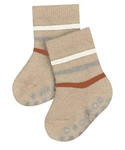 FALKE Unisex Baby Hausschuh-Socken Multi Stripe B HP Baumwolle rutschhemmende Noppen 1 Paar, Beige (Sand Melange 4650), 62-68 von FALKE