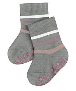 FALKE Unisex Baby Hausschuh-Socken Multi Stripe B HP Baumwolle rutschhemmende Noppen 1 Paar, Grau (Light Grey 3407), 62-68 von FALKE