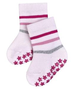 FALKE Unisex Baby Hausschuh-Socken Multi Stripe B HP Baumwolle rutschhemmende Noppen 1 Paar, Rosa (Powder Rose 8902), 62-68 von FALKE