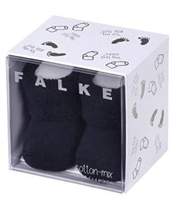 FALKE Unisex Baby Socken Erstling B SO Baumwolle einfarbig 1 Paar, Blau (Dark Marine 6170), 50-56 von FALKE