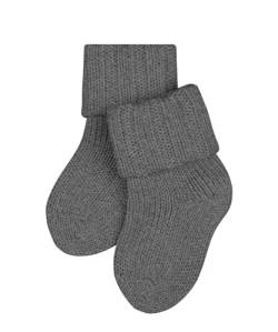 FALKE Unisex Baby Socken Flausch B SO Baumwolle einfarbig 1 Paar, Grau (Light Grey Melange 3390), 62-68 von FALKE