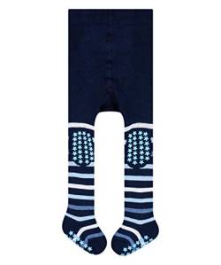 FALKE Unisex Baby Strumpfhose Multi Stripe B TI Baumwolle rutschhemmende Noppen 1 Stück, Blau (Marine 6120), 62-68 von FALKE