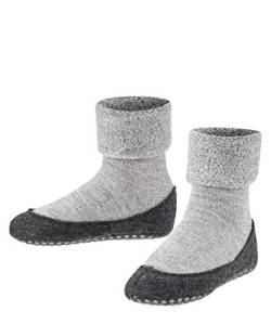FALKE Unisex Kinder Hausschuh-Socken Cosyshoe K HP Wolle rutschhemmende Noppen 1 Paar, Grau (Light Grey 3400), 33-34 von FALKE