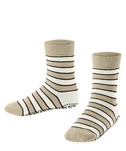 FALKE Unisex Kinder Hausschuh-Socken Simple Stripes K HP Baumwolle rutschhemmende Noppen 1 Paar, Beige (Sand Melange 4650) neu - umweltfreundlich, 23-26 von FALKE