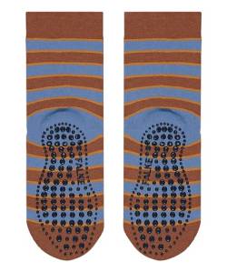 FALKE Unisex Kinder Hausschuh-Socken Simple Stripes K HP Baumwolle rutschhemmende Noppen 1 Paar, Braun (Rust 5141) neu - umweltfreundlich, 23-26 von FALKE