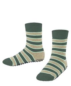 FALKE Unisex Kinder Hausschuh-Socken Simple Stripes K HP Baumwolle rutschhemmende Noppen 1 Paar, Grün (Dark Jade 7248) neu - umweltfreundlich, 35-38 von FALKE