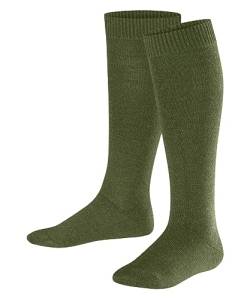FALKE Unisex Kinder Kniestrümpfe Comfort Wool K KH Wolle lang einfarbig 1 Paar, Grün (Sern Green 7681), 35-38 von FALKE