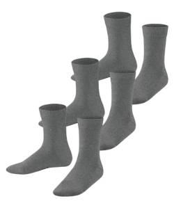 FALKE Unisex Kinder Socken Family 3-Pack K SO Baumwolle einfarbig 3 Paar, Grau (Light Grey Melange 3390), 23-26 von FALKE