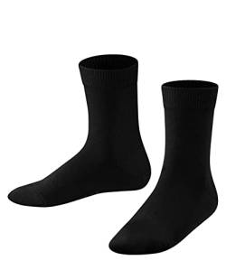 FALKE Unisex Kinder Socken Family K SO nachhaltige biologische Baumwolle einfarbig 1 Paar, Schwarz (Black 3000) neu - umweltfreundlich, 35-38 von FALKE