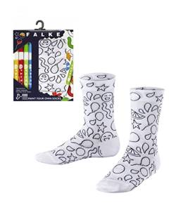 FALKE Unisex Kinder Socken Paint Your Own Socks K SO Baumwolle gemustert 1 Paar, Weiß (White 2000), 19-22 von FALKE