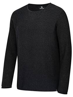 FALKENSTEJN Herren Strickpullover Feinstrick Pullover aus 100% Baumwolle in Mehreren Farben schwarz, L von FALKENSTEJN