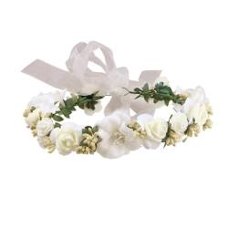Damen-Stirnband mit Blumenmuster, Hochzeitsgirlande, handgefertigt, für Damen, Mädchen, Haarband, Braut-Kopfschmuck, Haarschmuck (Farbe: Weiß) von FALKIN